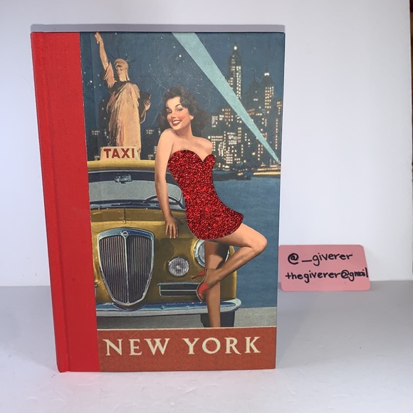 Vintage New York Pin-Up Girl Red Beaded Dress Hardcover Notebook - Picture 1 of 13